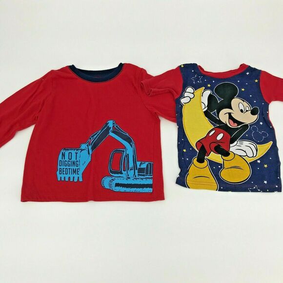 Disney Child of Mine Boys T-shirt Long Sleeve Winter Fall Lot 2 Bundle Size 4T - Picture 1 of 10